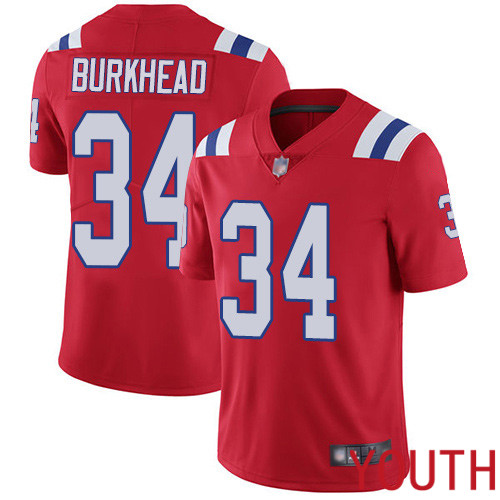 New England Patriots Football #34 Vapor Limited Red Youth Rex Burkhead Alternate NFL Jersey